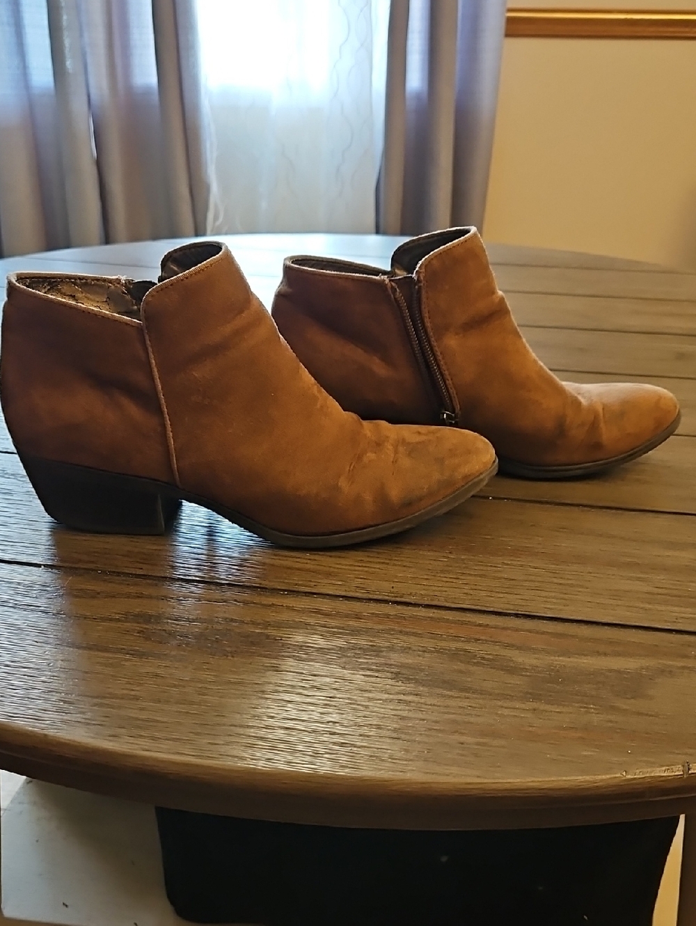 Xappeal Brown Suede Ankle Booties with Side Zip
